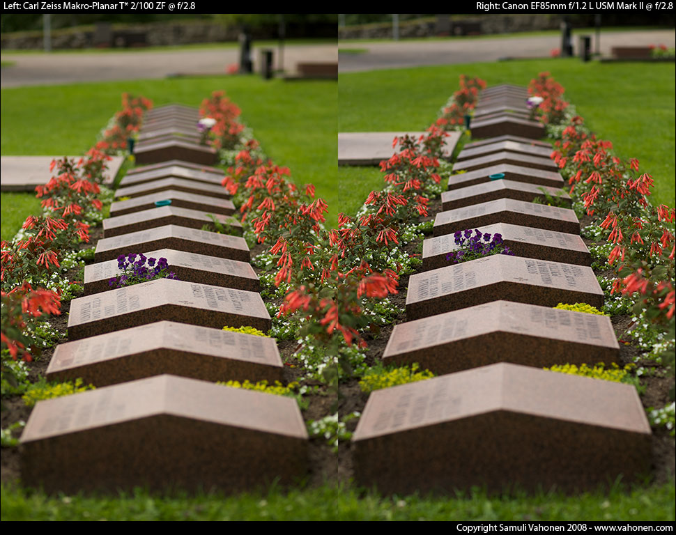 Carl Zeiss Makro-Planar T* 2/100 ZF vs. Canon EF85mm f/1.2L USM Mark II - Headstones2 - f/2.8